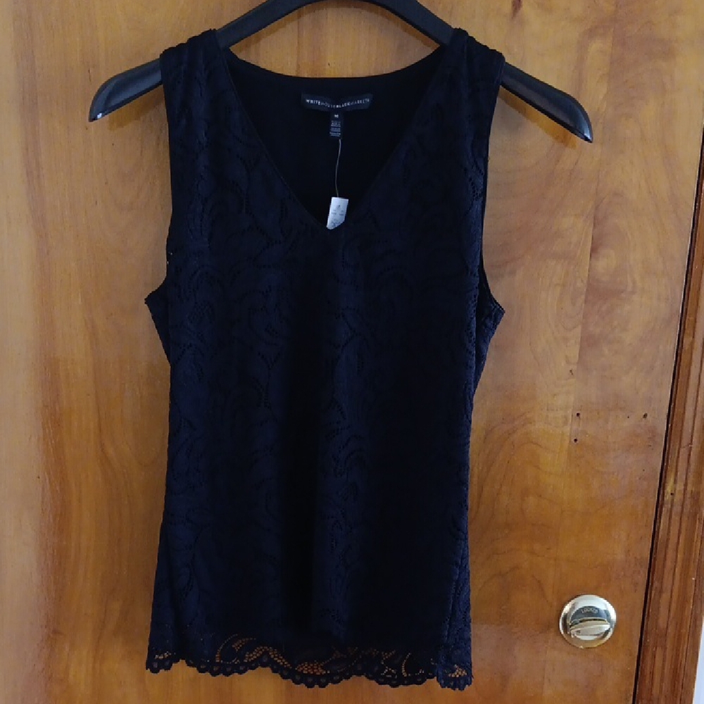 White House Black Market Fitted Black Sleeveless Tank Top - Picture 1 of 4